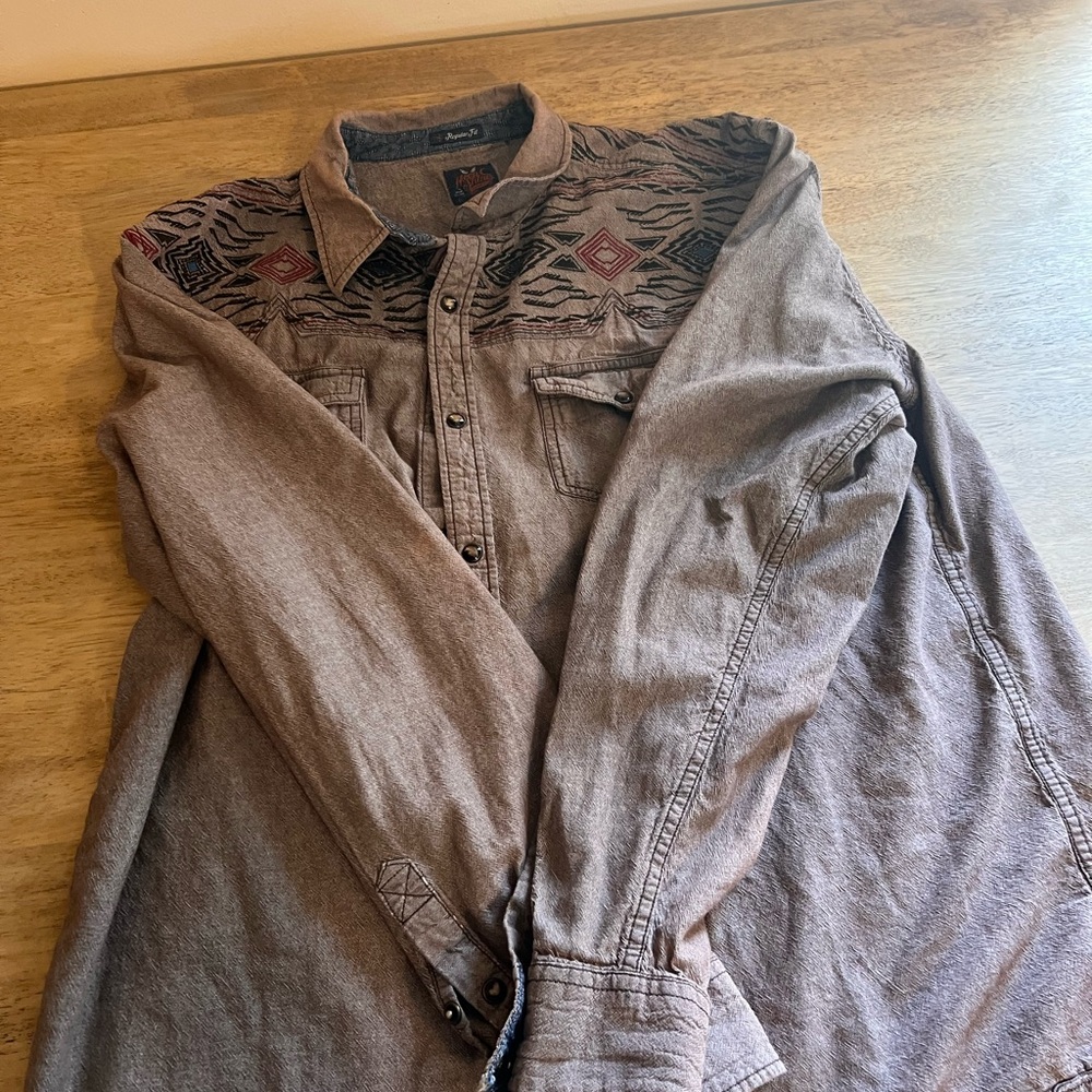 Moonshine Spirit Shirt Adult XXL Brown Black Western Print Mens - Picture 2 of 4